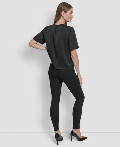 Dkny Women's Studded Boxy Short Sleeve Top In Black