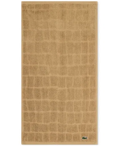 Lacoste Home Heritage Croc Scale Cotton Hand Towel, 16" X 30" In Sand