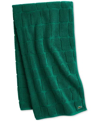 Lacoste Home Heritage Croc Scale Cotton Hand Towel, 16" X 30" In Green