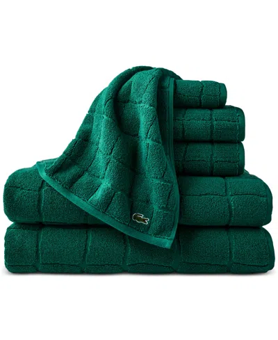 Lacoste Home Heritage Croc Scale Cotton Hand Towel, 16" X 30" In Green