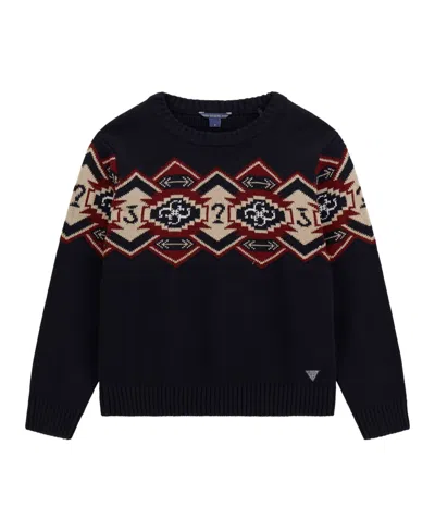 Guess Boys 7-18 Long Sleeve Sweater In Blue