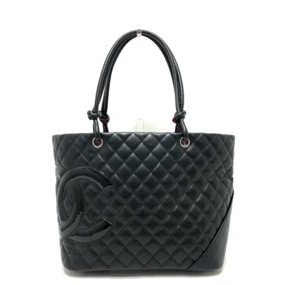 Pre-owned Chanel Ligne Cambon Black Pink Leather Tote Bag () In Multi