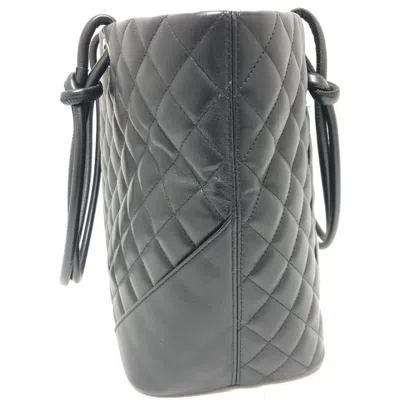 Pre-owned Chanel Ligne Cambon Black Pink Leather Tote Bag () In Multi