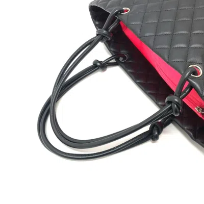 Pre-owned Chanel Ligne Cambon Black Pink Leather Tote Bag () In Multi