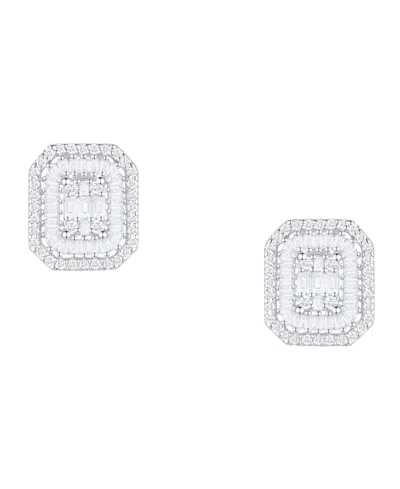 Macy's Diamond Baguette & Round Earrings (1/2 Ct. T.w.) In 14k Yellow Or White Gold In Silver