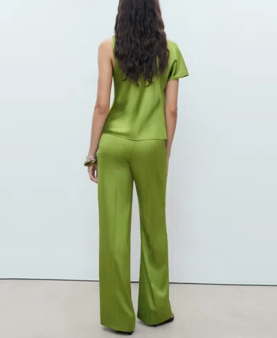 Mango Women's Satin Straight-fit Pants In Green