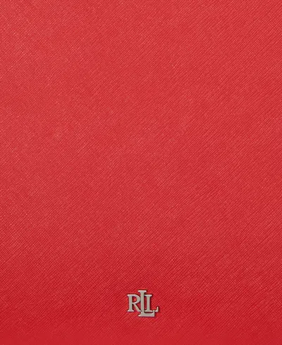 Ralph Lauren Crosshatch Leather Large Hanna Satchel In Red