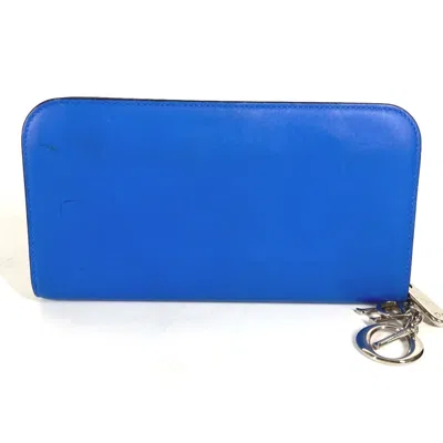 Pre-owned Dior Christian  Black Blue Leather Long Wallet (bi-fold) () In Multi