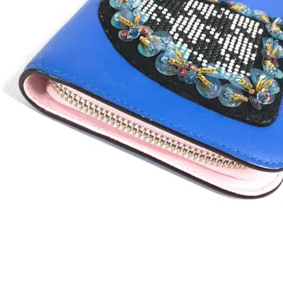 Pre-owned Dior Christian  Black Blue Leather Long Wallet (bi-fold) () In Multi