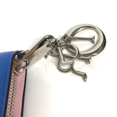 Pre-owned Dior Christian  Black Blue Leather Long Wallet (bi-fold) () In Multi