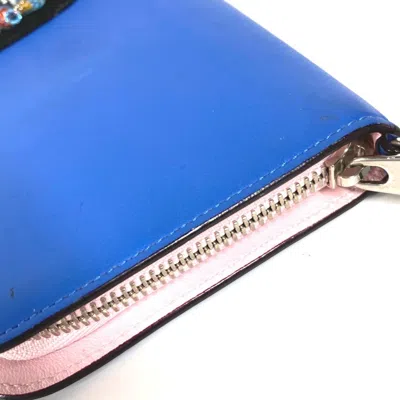 Pre-owned Dior Christian  Black Blue Leather Long Wallet (bi-fold) () In Multi