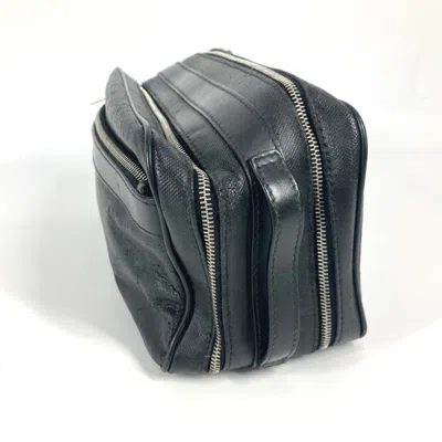 Pre-owned Dior Christian  Black Leather Coated Canvas Clutch Bag Pouch ()