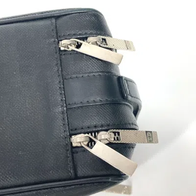 Pre-owned Dior Christian  Black Leather Coated Canvas Clutch Bag Pouch ()