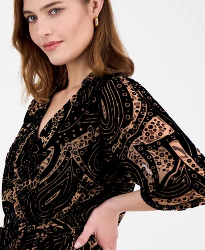 Robbie Bee Women's Printed V-neck Maxi Dress In Black