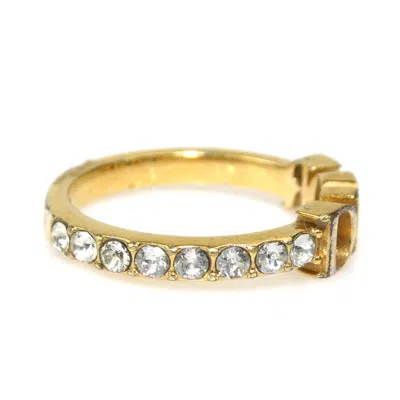 Pre-owned Dior Christian  Gold Metal Rhinestone Band Ring ()