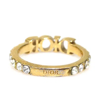 Pre-owned Dior Christian  Gold Metal Rhinestone Band Ring ()