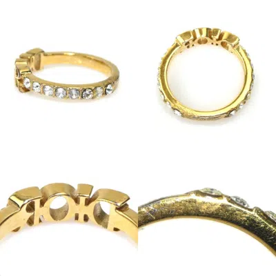 Pre-owned Dior Christian  Gold Metal Rhinestone Band Ring ()