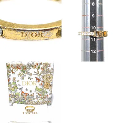 Pre-owned Dior Christian  Gold Metal Rhinestone Band Ring ()