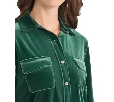 Jones New York Velvet Utility Shirt In Green