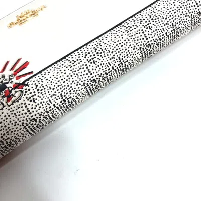 Pre-owned Coach Red Color White Leather Long Wallet (bi-fold) ()