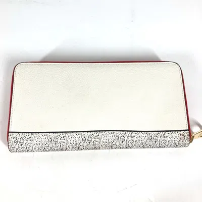 Pre-owned Coach Red Color White Leather Long Wallet (bi-fold) ()