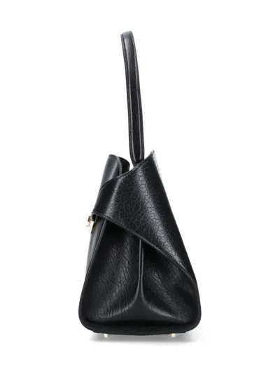 Ferragamo Structured Leather Shoulder Bag In Black