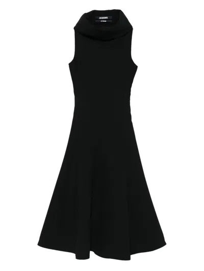 Jacquemus Sleeveless Black Midi Dress In Black