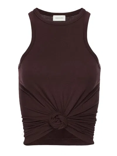Magda Butrym Tank Top With Knot In Brown