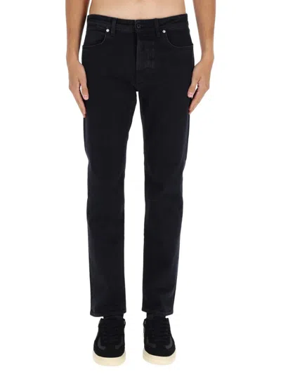 Stone Island Five-pocket Trousers With Belt Loops And Contrast Stitching In Black