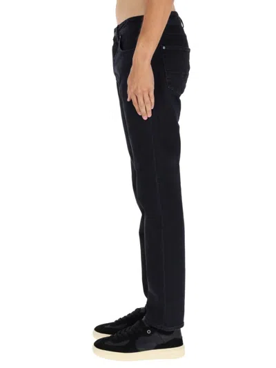 Stone Island Five-pocket Trousers With Belt Loops And Contrast Stitching In Black