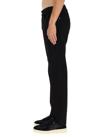 Stone Island Five-pocket Trousers With Belt Loops And Contrast Stitching In Black