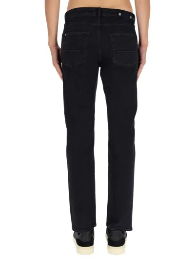 Stone Island Five-pocket Trousers With Belt Loops And Contrast Stitching In Black
