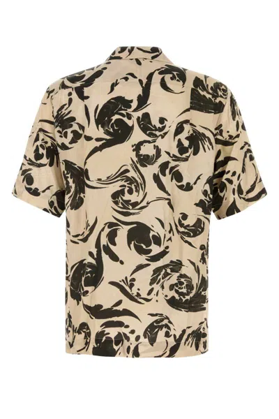 Dries Van Noten Abstract Pattern Short Sleeve Carltone Shirt In Neutral