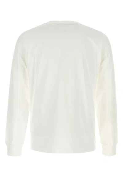 Stone Island White Long-sleeve Crewneck T-shirt With Logo Patch On The Front In Cotton Man In White