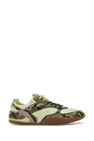 Miu Miu Multicolor Fabric And Leather Sneakers In Multi