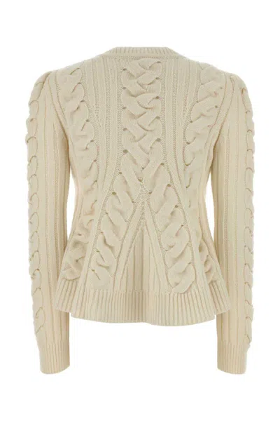 Alexander Mcqueen Wool And Cashmere Cable Sweater Clothing In Neutral