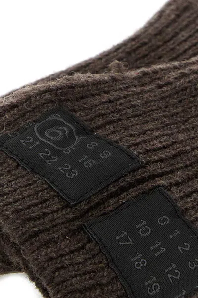 Mm6 Maison Margiela Wool Blend Gloves Featuring Long Cuffs In Brown