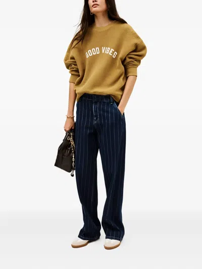 Ba&sh Vecchi Distressed Striped Jeans In Blue