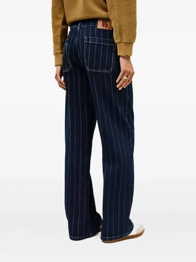 Ba&sh Vecchi Distressed Striped Jeans In Blue