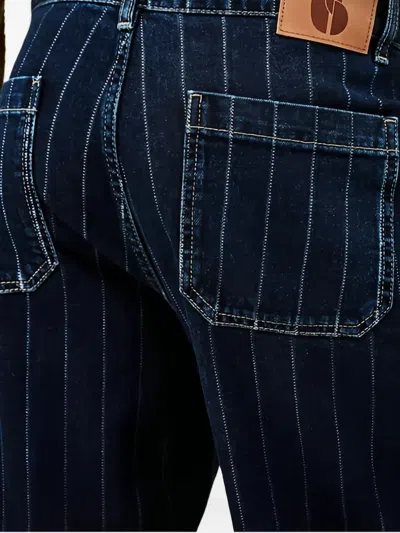 Ba&sh Vecchi Distressed Striped Jeans In Blue