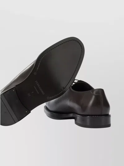 Ferragamo Round Toe Leather Lace-up Footwear In Multi