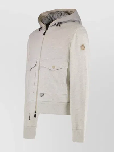 Moncler Grenoble Men Padded Wool Zip-up Hooded Jacket In White