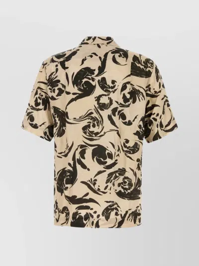 Dries Van Noten Abstract Pattern Short Sleeve Carltone Shirt In Brown