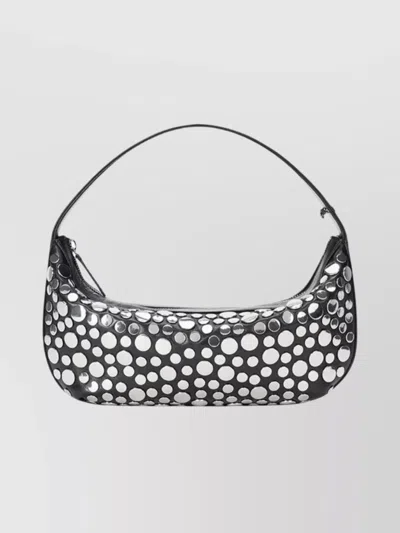 Staud Nappa Leather Shoulder Bag Rivets Design In Black
