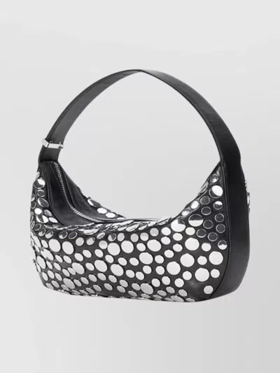Staud Nappa Leather Shoulder Bag Rivets Design In Black