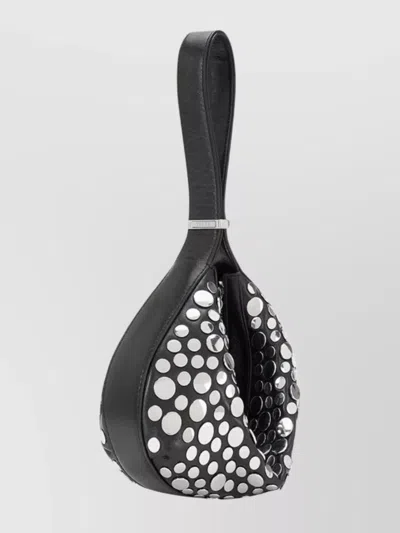 Staud Nappa Leather Shoulder Bag Rivets Design In Black