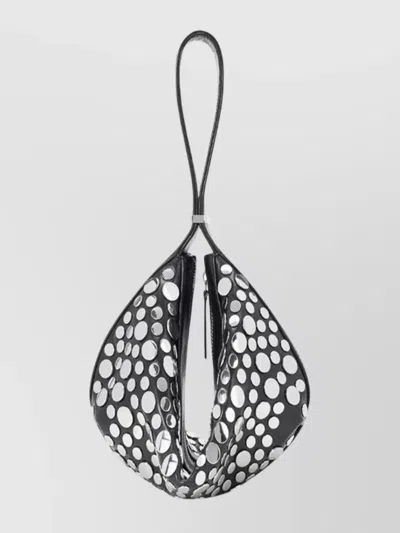 Staud Nappa Leather Shoulder Bag Rivets Design In Black