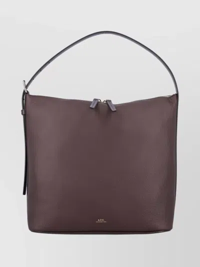 Apc Smooth Leather Shoulder Bag With Adjustable Strap In Burgundy