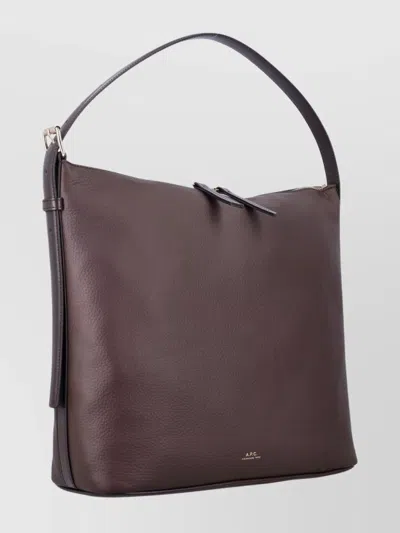 Apc Smooth Leather Shoulder Bag With Adjustable Strap In Burgundy