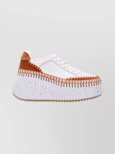 Chloé Nama Sneakers With Double Platform Sole In White